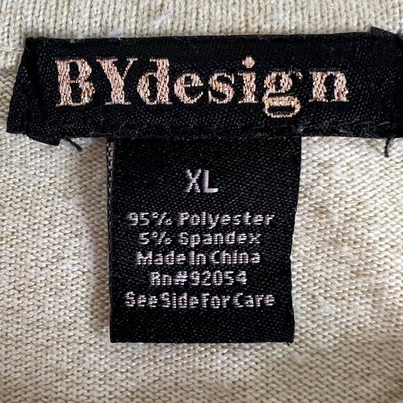 ByDesign Lightweight Sweater Womens XL Beige Paris Cityscape 3/4 Sleeve Top - Picture 5 of 7